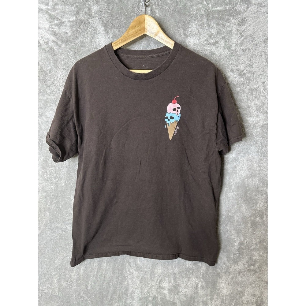 Riot Society Shirt Men's Large Brown Skull Double Scoop‎ Ice Cream Cone